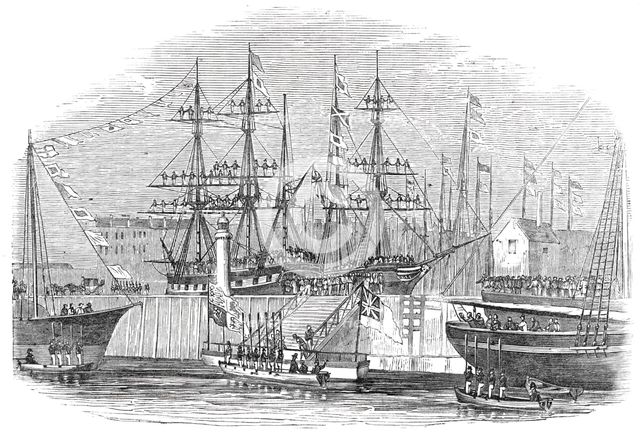 Her Majesty and Prince Albert disembarking Dundee, 1844. Creator: Ebenezer Landells.