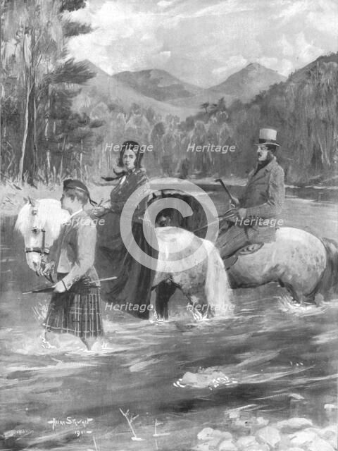...'Her Majesty and the Prince Consort fording the Garry, September 25, 1844', (1901).  Creator: Allan Stewart.