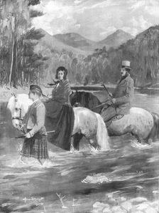 ...'Her Majesty and the Prince Consort fording the Garry, September 25, 1844 (1901). Creator: Allan Stewart
