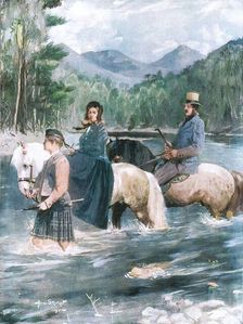 ...'Her Majesty and the Prince Consort fording the Garry, September 25, 1844 (1901). Creator: Allan Stewart