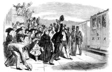 Her Majesty, en route for Scotland, at Dunbar Station, 1858. Creator: Unknown