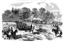 Her Majesty inspecting the Aldershott Division at Frimley, 1858. Creator: Unknown