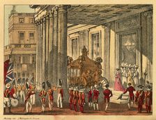 Her Majesty leaving Buckingham Palace. Artist: Madeley