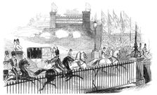 Her Majesty passing "The Castle", Northampton, 1844. Creator: Unknown