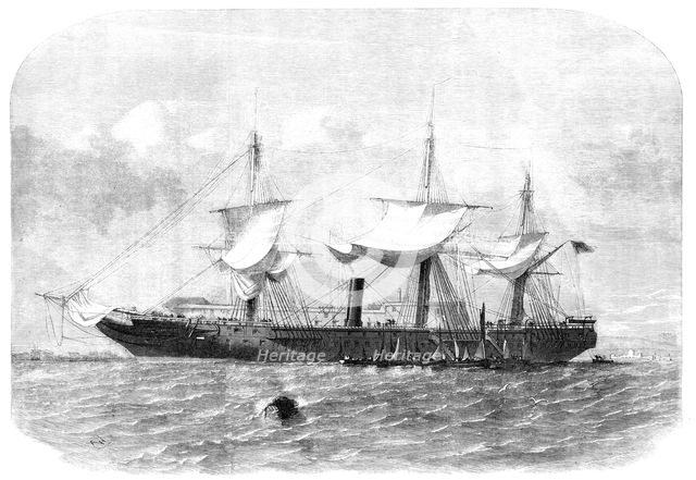 Her Majesty's Troop-Ship "Transit", refitting and receiving stores for China in Portsmouth...1857. Creator: Edwin Weedon.