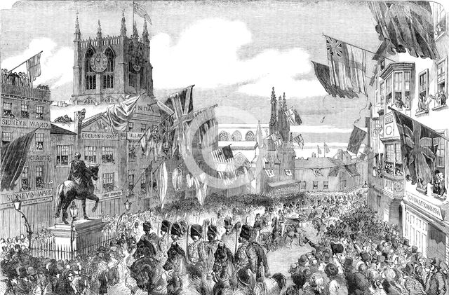 Her Majesty's Visit to Hull - the Procession in the Market-Place, 1854. Creator: Unknown.