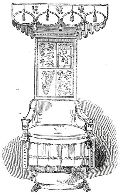 Her Majesty's State Chair, Great Hall, Lincoln's Inn New Buildings, 1845. Creator: Unknown.