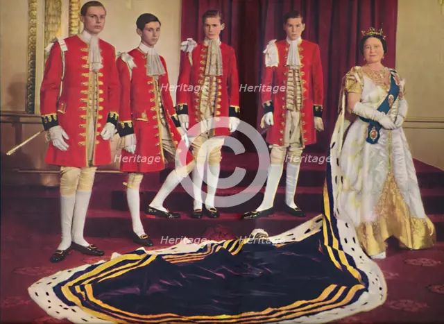 'Her Majesty the Queen Mother with her pages', 1953. Creator: Sterling Henry Nahum Baron.