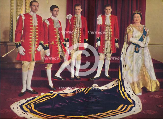 'Her Majesty the Queen Mother with her pages', 1953. Creator: Sterling Henry Nahum Baron.