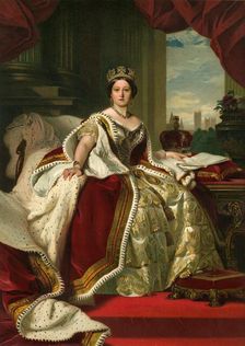 Her Majesty The Queen in Her Robes of State 1859, (c1897). Artist: Eyre & Spottiswoode