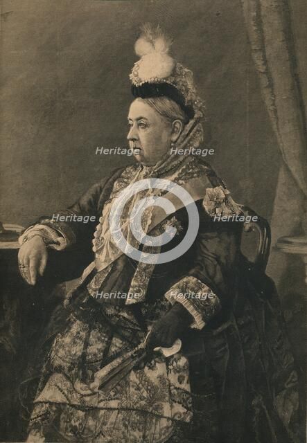 'Her Majesty the Queen in the dress worn at the Jubilee Commemoration in Westminster Abbey, 1887. Artist: Unknown