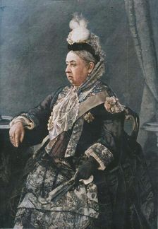 Her Majesty the Queen in the dress worn at the Jubilee Commemoration in Westminster Abbey, 1887. Creator: Unknown