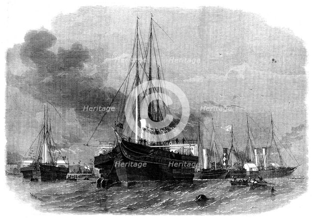 Her Majesty the Queen leaving Greenhithe in the Royal Yacht for Germany, 1862. Creator: Smyth.
