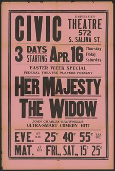 Her Majesty the Widow 1, Syracuse, NY, 1936. Creator: Unknown