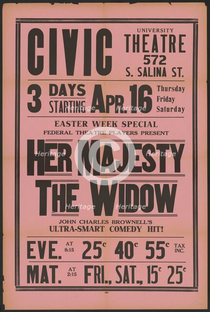 Her Majesty the Widow 1, Syracuse, NY, 1936. Creator: Unknown.