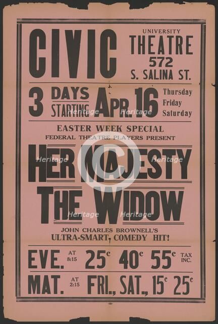 Her Majesty the Widow 2, Syracuse, NY, 1936. Creator: Unknown.