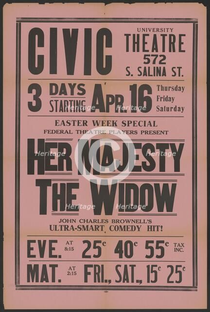 Her Majesty the Widow 3, Syracuse, NY, 1936. Creator: Unknown.