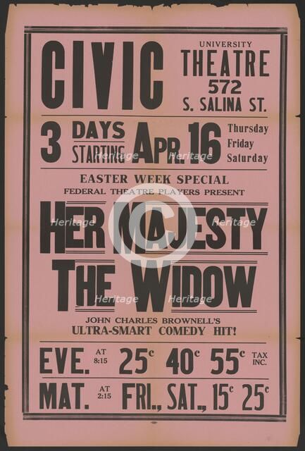 Her Majesty the Widow 4, Syracuse, NY, 1936. Creator: Unknown.