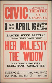 Her Majesty the Widow, Syracuse, NY, 1936. Creator: Unknown