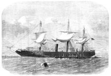 Her Majesty's Troop-Ship "Transit", refitting and receiving stores for China in Portsmouth...1857. Creator: Edwin Weedon