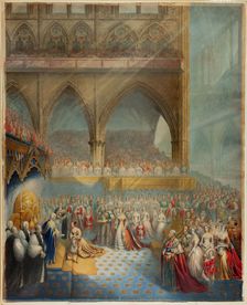 Her Most Gracious Majesty Queen Victoria Receiving the Sacrament at her Coronation, n.d. Creator: George Baxter