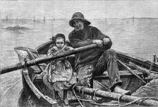 Her First Hand at an Oar - from the picture by M. Renouf, exhibited in the Paris Salon..., 1881. Creator: Goupil and Co