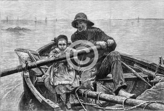 Her First Hand at an Oar - from the picture by M. Renouf, exhibited in the Paris Salon..., 1881. Creator: Goupil and Co.