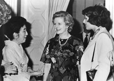Her Imperial Highness Chichibu talking with Margaret Thatcher and her daughter, Tokyo