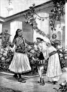 Her Lord and Master: a scene in a north Albanian house, 1895. Creator: George Meisenbach
