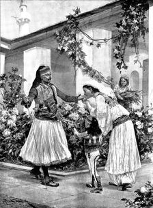 Her Lord and Master: a scene in a north Albanian house, 1895. Creator: George Meisenbach