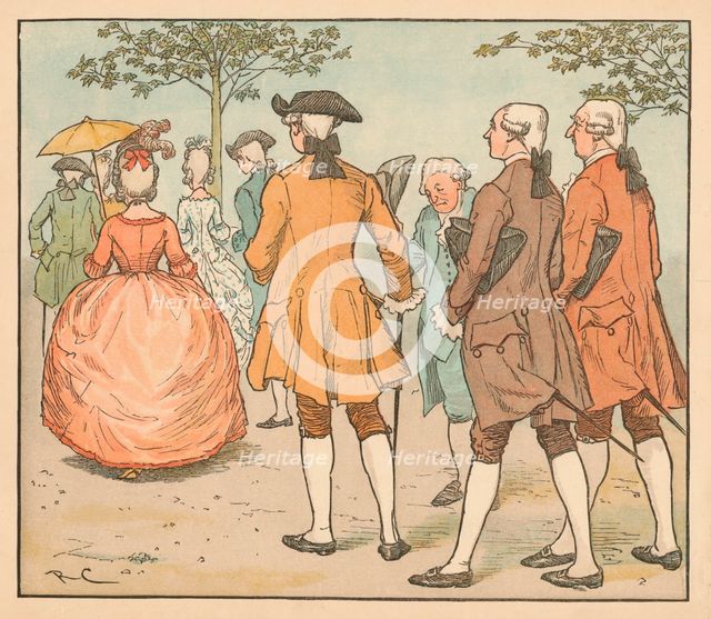 'Her love was sought...By twenty beaux and more', c1885, (1934). Creator: Randolph Caldecott.