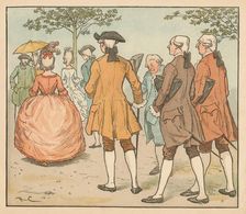 Her love was sought...By twenty beaux and more c1885, (1934). Creator: Randolph Caldecott