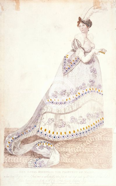 'Her Royal Highness the Princess of Wales in her Court Dress..., 1807'. Creator: Unknown.
