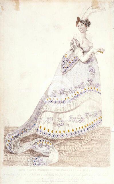 'Her Royal Highness the Princess of Wales in her Court Dress..., 1807'. Artist: Unknown