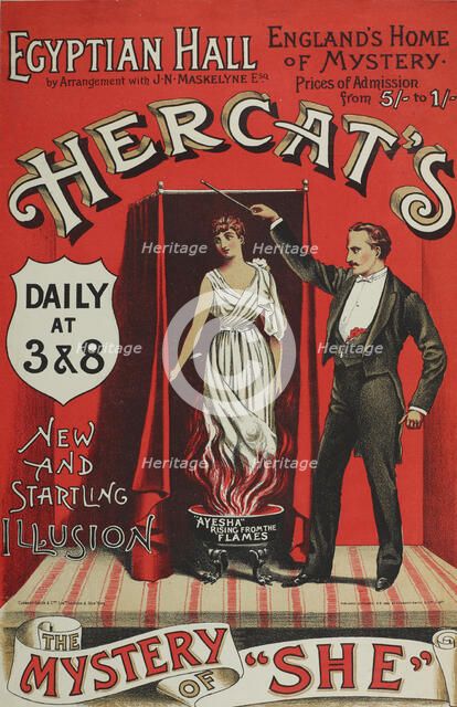 Hercat's New and Startling Illusion, The Mystery of "She" at the Egyptian Hall..., 1886. Creator: Unknown.