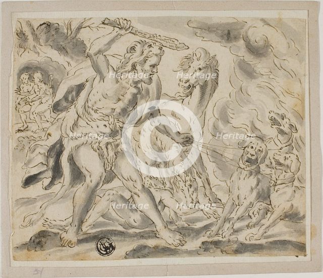 Hercules, Cerberus and the Mares of Diomedes, n.d. Creator: Unknown.