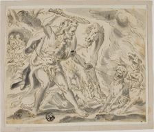 Hercules, Cerberus and the Mares of Diomedes, n.d. Creator: Unknown