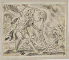 Hercules, Cerberus and the Mares of Diomedes, n.d. Creator: Unknown