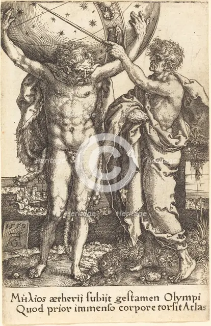 Hercules and Atlas, 1550. Creator: Heinrich Aldegrever.