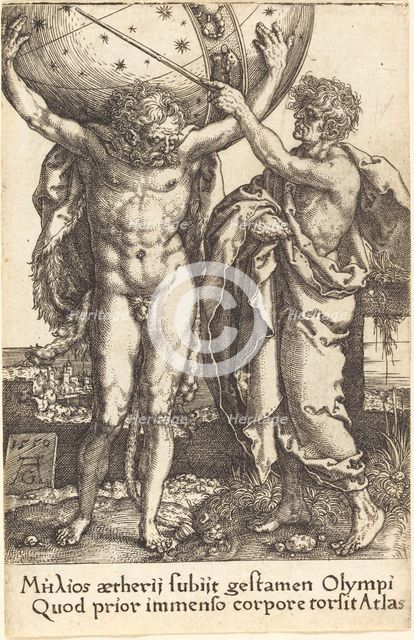 Hercules and Atlas, 1550. Creator: Heinrich Aldegrever.