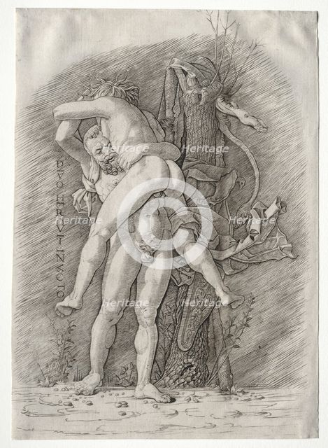 Hercules and Antaeus, 1400s. Creator: Andrea Mantegna (Italian, 1431-1506), school of.