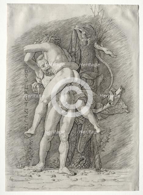 Hercules and Antaeus, 1400s. Creator: Andrea Mantegna (Italian, 1431-1506), school of.