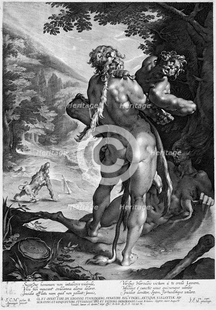 Hercules and Antaeus, 1610. Creator: Lucas Kilian.