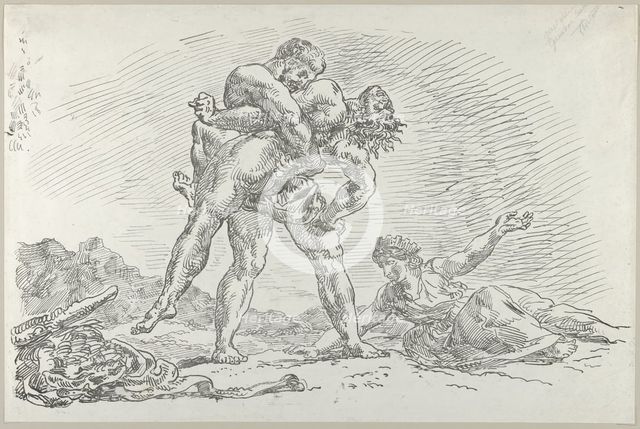 Hercules and Antaeus, 1852., 1852. Creator: Eugene Delacroix.