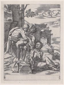 Hercules and Antaeus, dated 1533., dated 1533. Creator: Agostino Veneziano