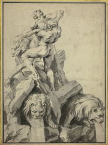 Hercules and Antaeus Design for a Fountain, n.d. Creator: Martin Desjardins