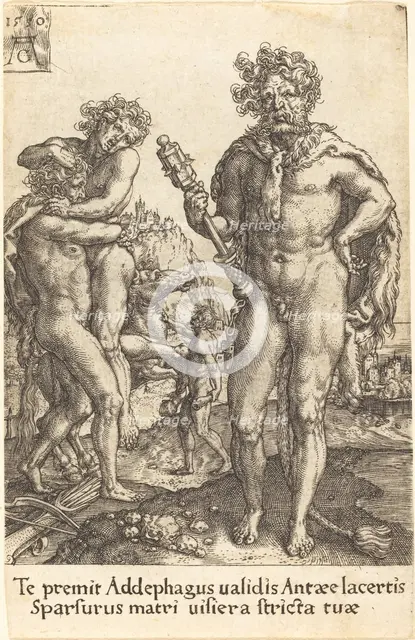 Hercules and Anthaeus, 1550. Creator: Heinrich Aldegrever.