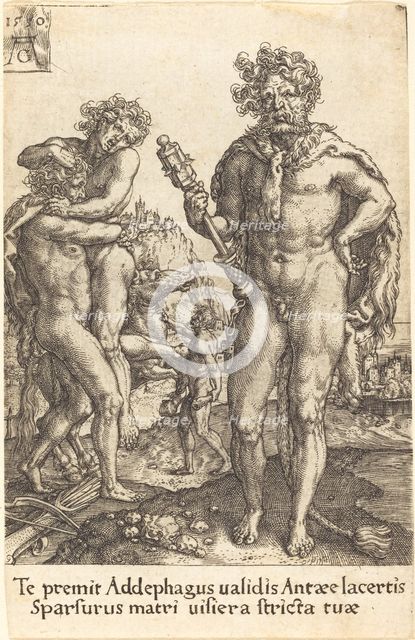 Hercules and Anthaeus, 1550. Creator: Heinrich Aldegrever.