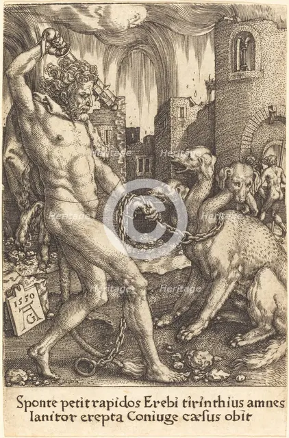 Hercules and Cerberus, 1550. Creator: Heinrich Aldegrever.
