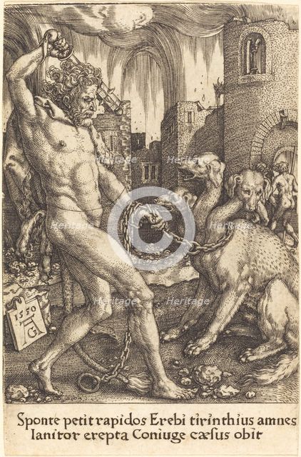 Hercules and Cerberus, 1550. Creator: Heinrich Aldegrever.